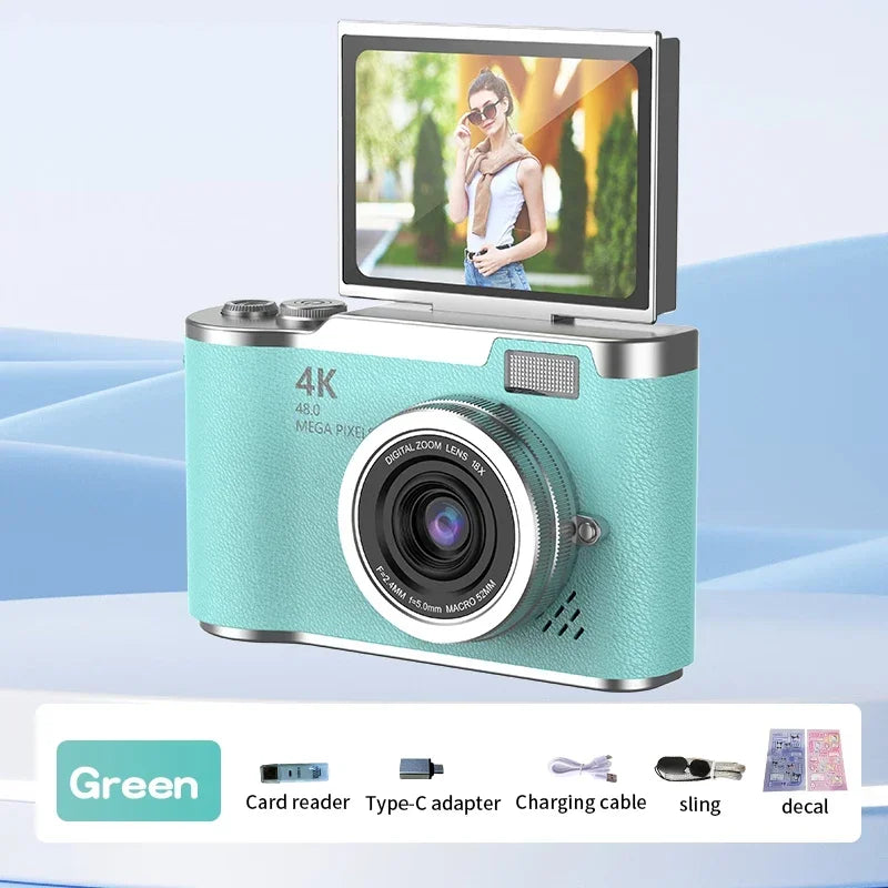 High-Performance 4K Digital Camera with 8X Zoom and 180° Flip Screen for Students - Capture Every Moment with 48MP Clarity