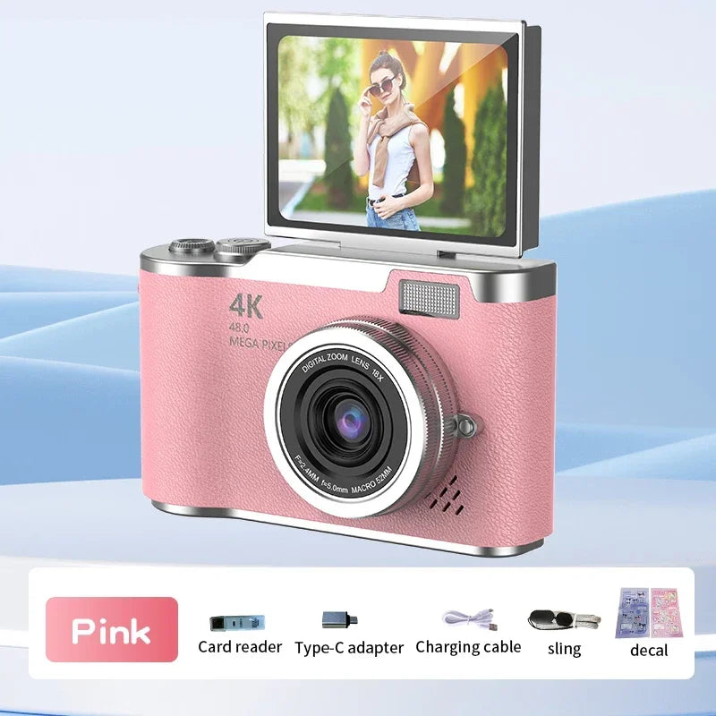 High-Performance 4K Digital Camera with 8X Zoom and 180° Flip Screen for Students - Capture Every Moment with 48MP Clarity