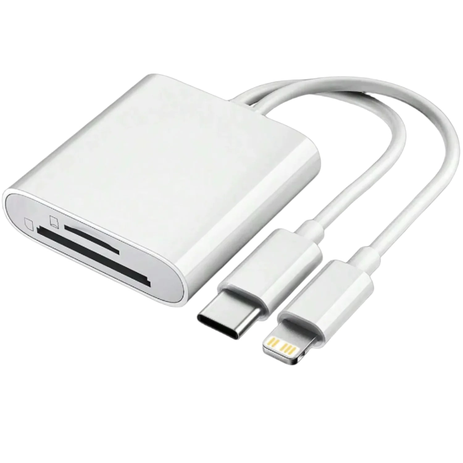2-In-1 Card Reader, Lightning & USB-C SD/TF Card Adapter, Dual Slot Multi-Card Reader, Plug & Play for Iphone Samsung Xiaomi