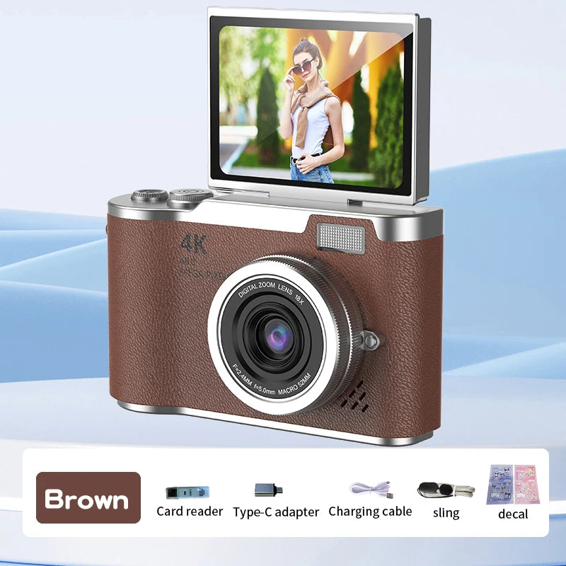 High-Performance 4K Digital Camera with 8X Zoom and 180° Flip Screen for Students - Capture Every Moment with 48MP Clarity