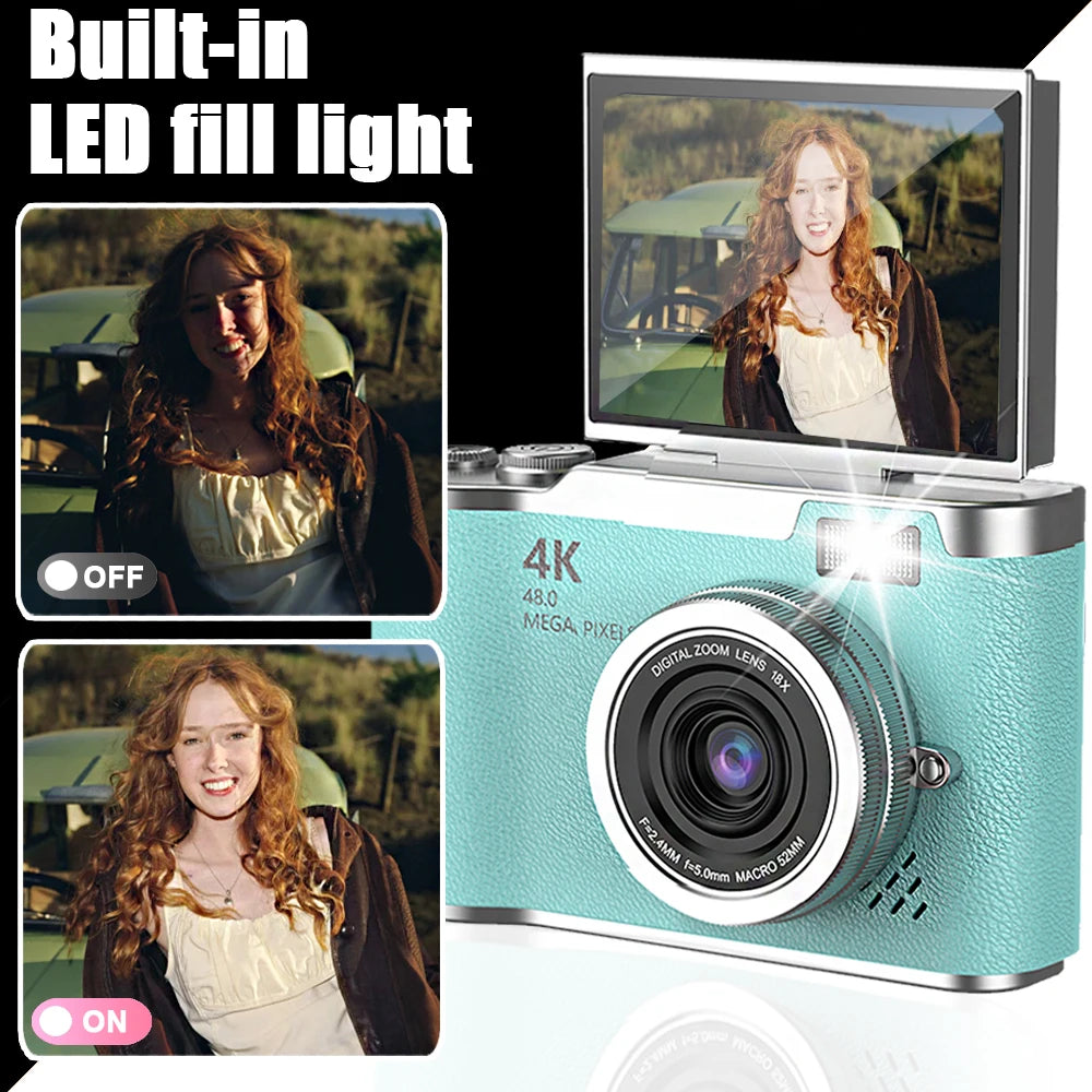 High-Performance 4K Digital Camera with 8X Zoom and 180° Flip Screen for Students - Capture Every Moment with 48MP Clarity
