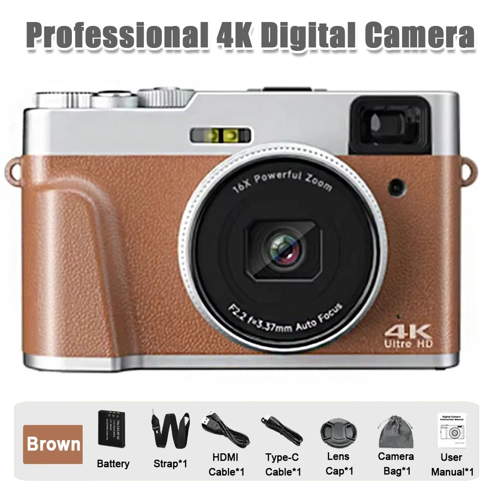 High-Performance 4K Digital Camera with 8X Zoom and 180° Flip Screen for Students - Capture Every Moment with 48MP Clarity