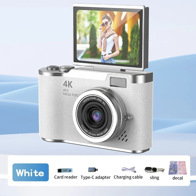 High-Performance 4K Digital Camera with 8X Zoom and 180° Flip Screen for Students - Capture Every Moment with 48MP Clarity