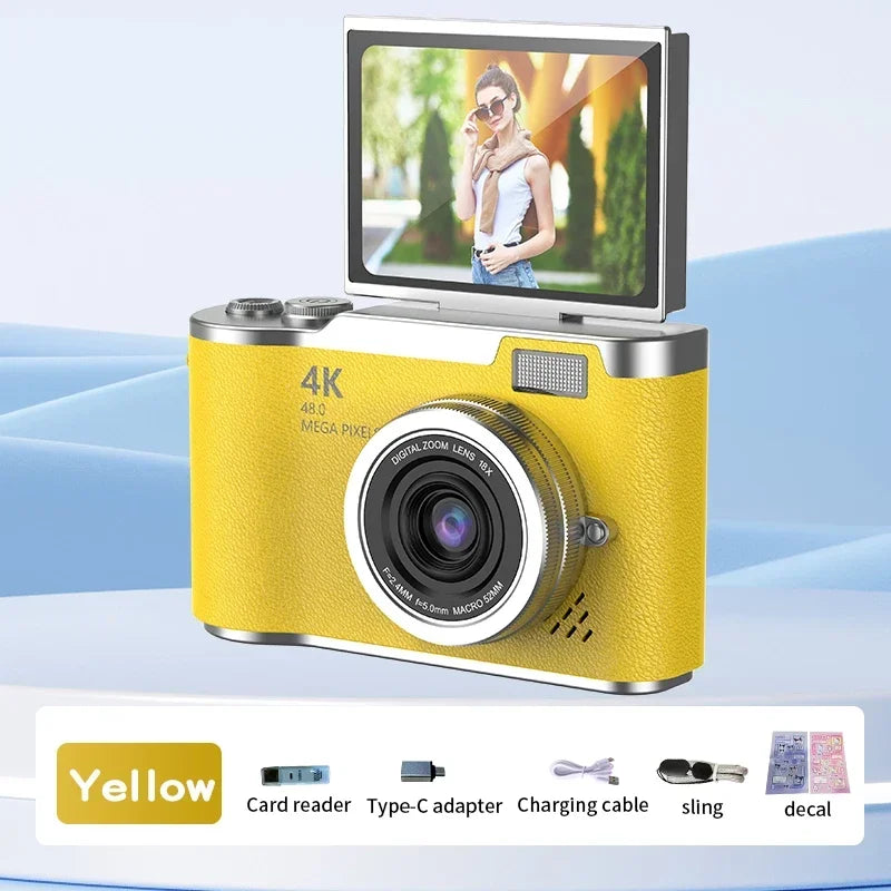 High-Performance 4K Digital Camera with 8X Zoom and 180° Flip Screen for Students - Capture Every Moment with 48MP Clarity